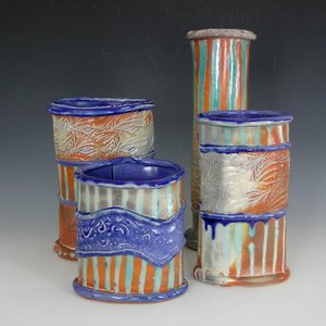 Pottery vases stripes