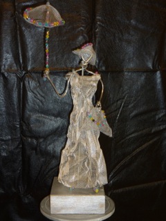 Wire Woman with Umbrella
